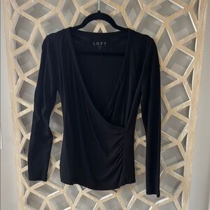LOFT Women's Black Wrap Top
